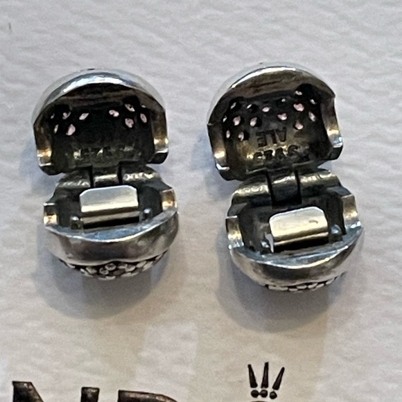 Authentic Pair of Pandora Love of My Life pink pave heart clip charms - Picture 6 of 8